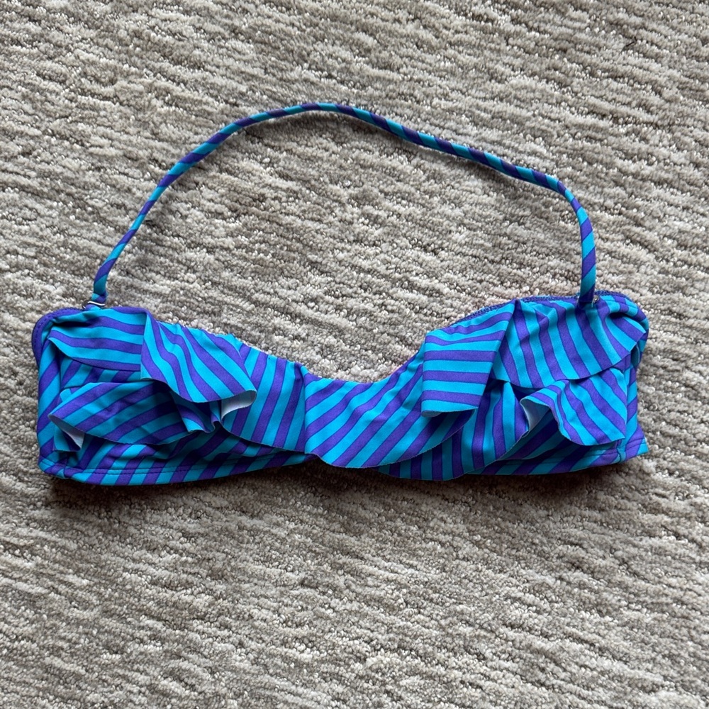 Xhilaration Striped Blue and Purple Bikini Top
